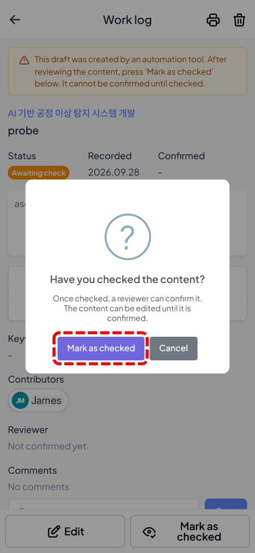 Mark as checked in the dialog
